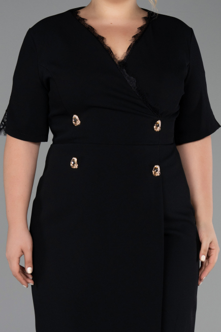 Robe De Invitation Grande Taille Midi Noir ABK2678