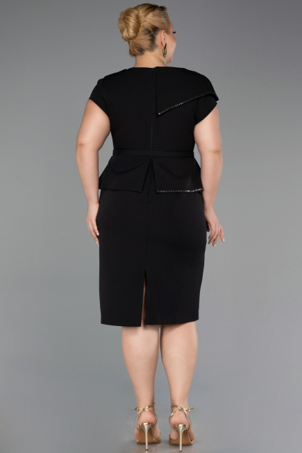 Robe De Invitation Grande Taille Midi Noir ABK2669