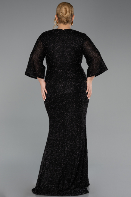 Robe De Soirée Grande Taille Longue Perlé Noir ABU6501