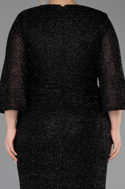 Robe De Soirée Grande Taille Longue Perlé Noir ABU6501
