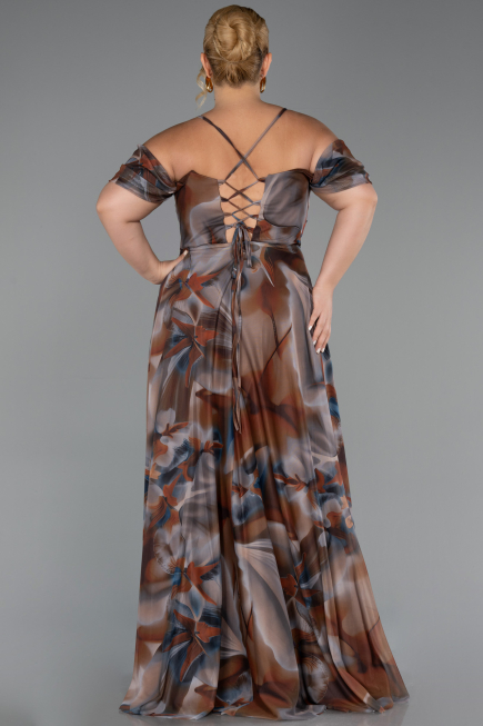 Robe De Soirée Grande Taille Longue Brun ABU6409