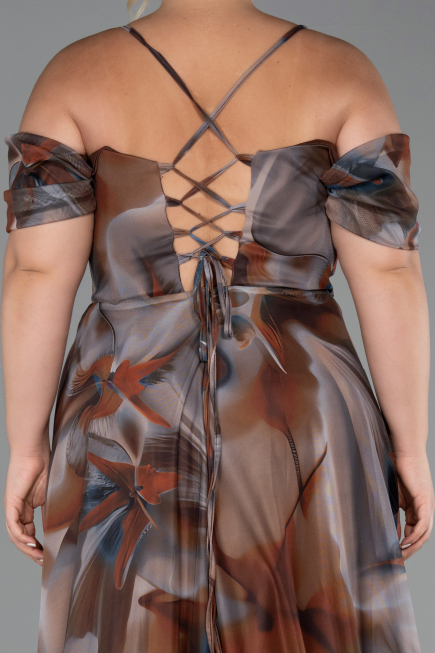 Robe De Soirée Grande Taille Longue Brun ABU6409