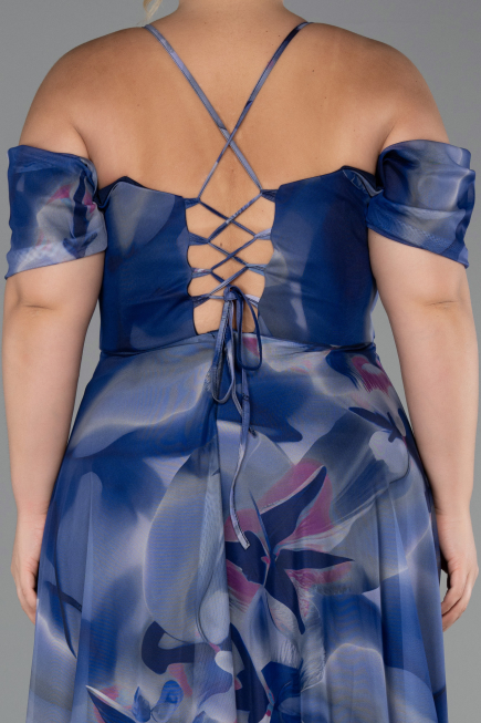 Robe De Soirée Grande Taille Longue Bleu Marine ABU6409