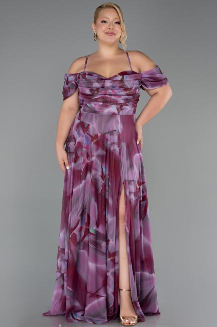 Robe De Soirée Grande Taille Longue Prune ABU6409