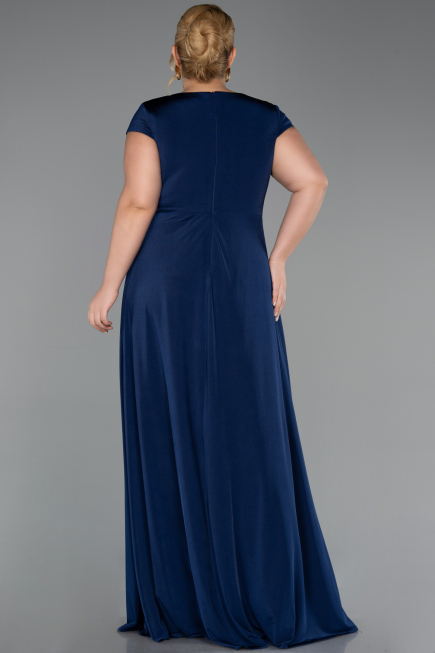 Robe Grande Taille Longue Bleu Marine ABU6410