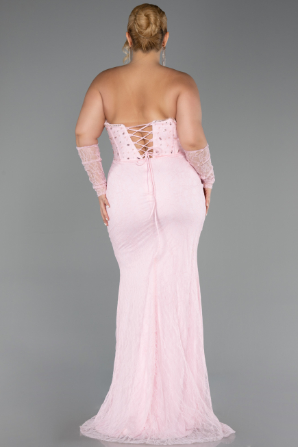 Robe Grande Taille Longue Dantelle Poudre ABU6364