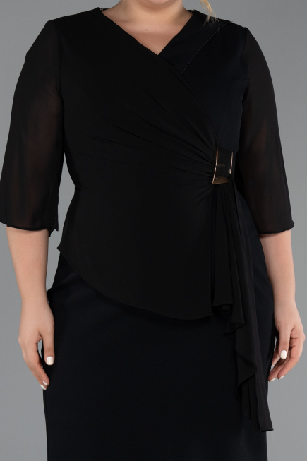 Robe De Invitation Grande Taille Midi Noir ABK2668