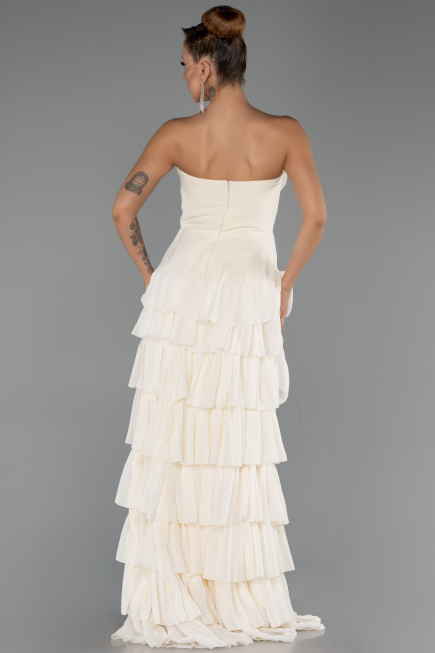 Robe de Soirée Longue Mousseline Jaune ABU6397