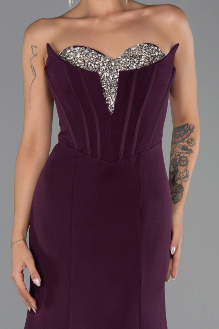 Robe Queue de Poisson Longue Prune ABU6526