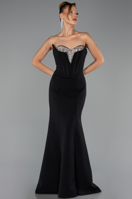 Robe Queue de Poisson Longue Noir ABU6526