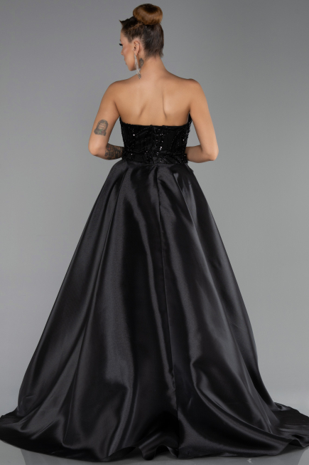 Robe de Soirée Longue Perlé Noir ABU5511