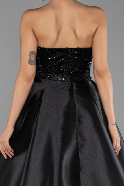 Robe de Soirée Longue Perlé Noir ABU5511