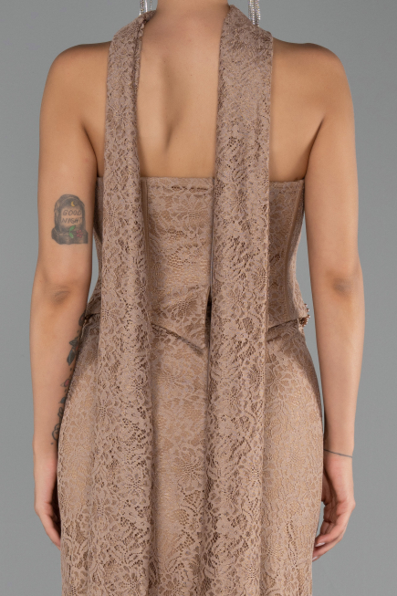 Robe de Soirée Longue Dantelle Cuivre ABU6487