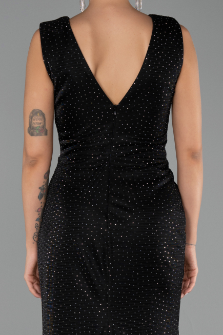Robe de Soirée Longue Pierreux Noir ABU6521