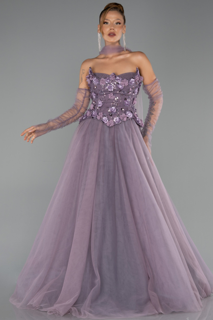 Robe de Soirée Longue Lavande ABU6523