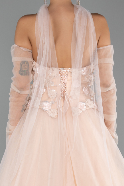 Robe de Soirée Longue Saumon ABU6523