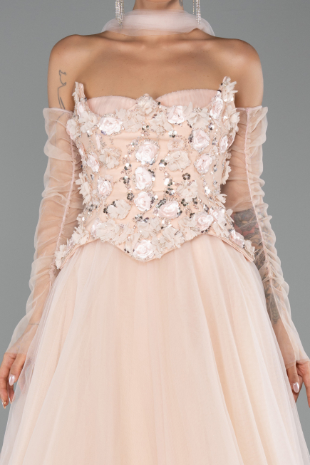 Robe de Soirée Longue Saumon ABU6523