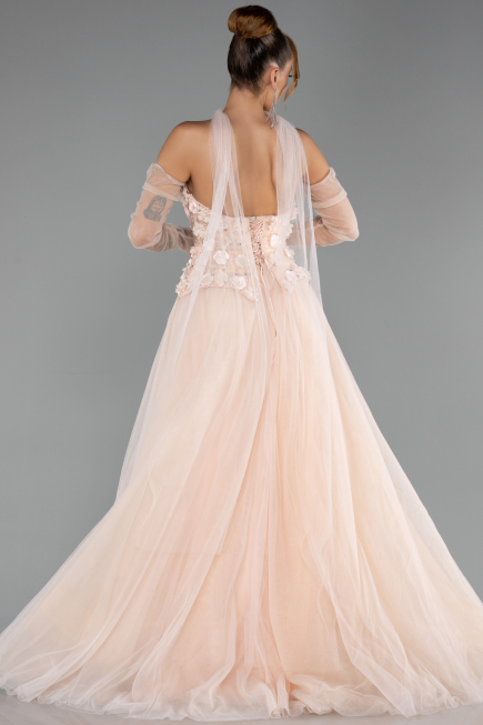 Robe de Soirée Longue Saumon ABU6523