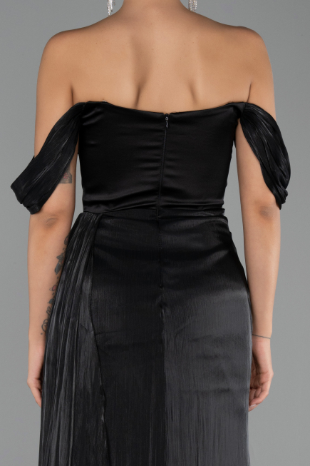 Robe de Soirée Longue Mousseline Noir ABU6496