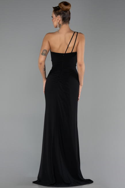 Robe de Soirée Longue Mousseline Noir ABU6500