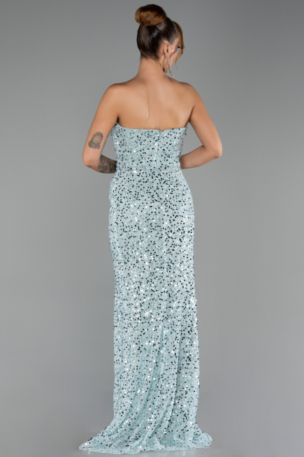 Robe de Soirée Longue Squameuse Menthe ABU6503