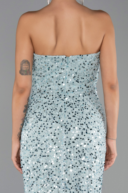 Robe de Soirée Longue Squameuse Menthe ABU6503