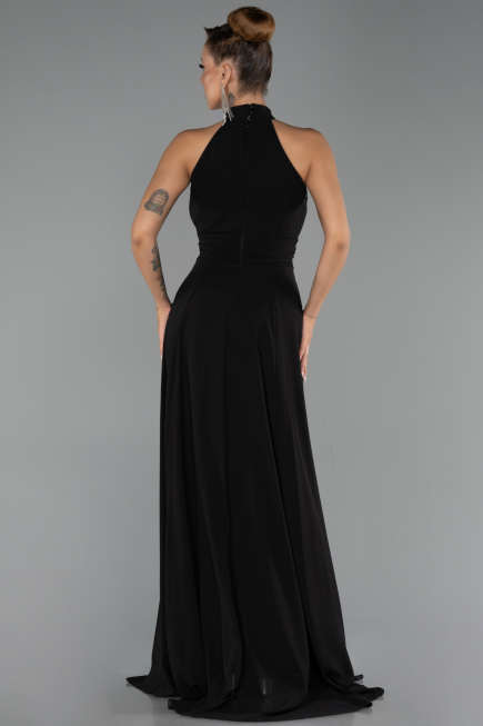 Robe de Soirée Longue Mousseline Noir ABU6506