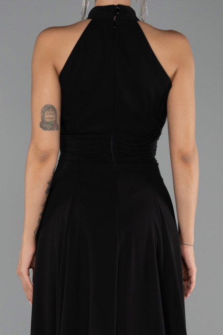 Robe de Soirée Longue Mousseline Noir ABU6506
