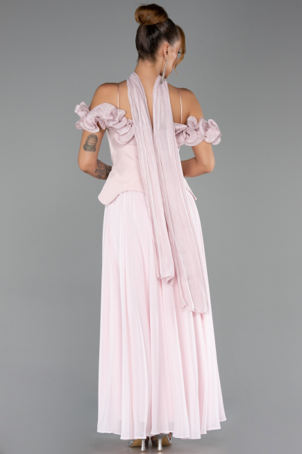 Robe de Soirée Midi Mousseline Poudre ABU6037
