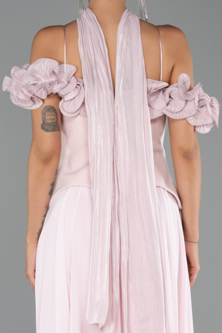 Robe de Soirée Midi Mousseline Poudre ABU6037