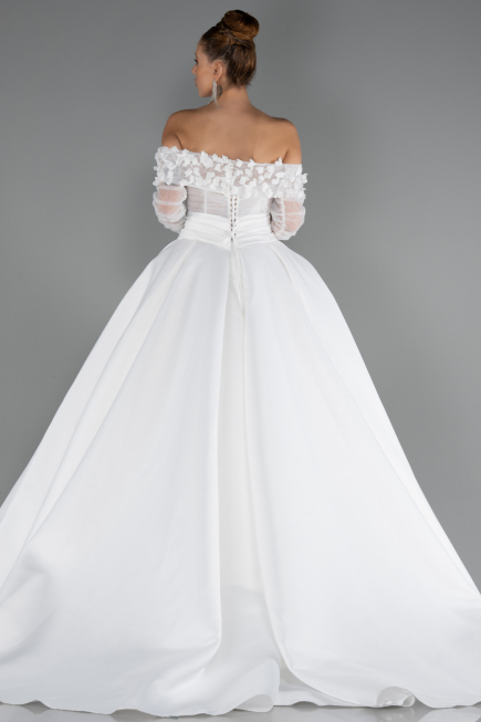 Robes de Mariage Longue Satin Blanc ABG197