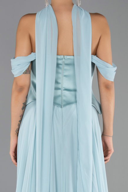 Robe de Soirée Longue Mousseline Menthe ABU5327