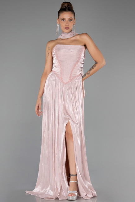 Robe de Soirée Longue Mousseline Poudre ABU6531
