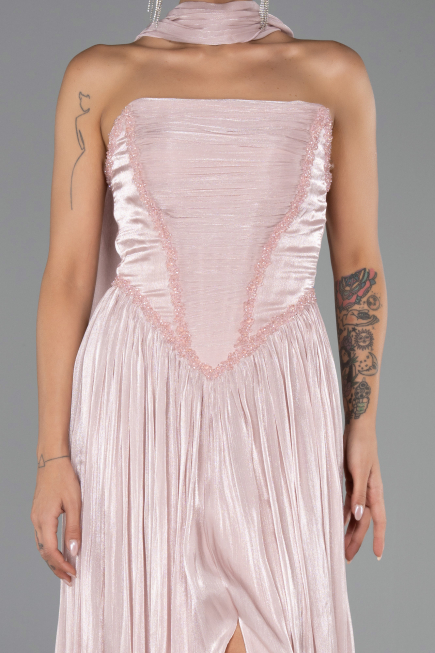 Robe de Soirée Longue Mousseline Poudre ABU6531