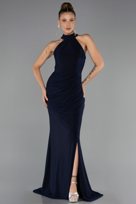 Robe de Soirée Grande Taille Longue Bleu Marine ABU6539