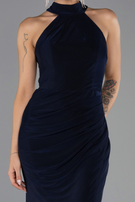 Robe de Soirée Grande Taille Longue Bleu Marine ABU6539