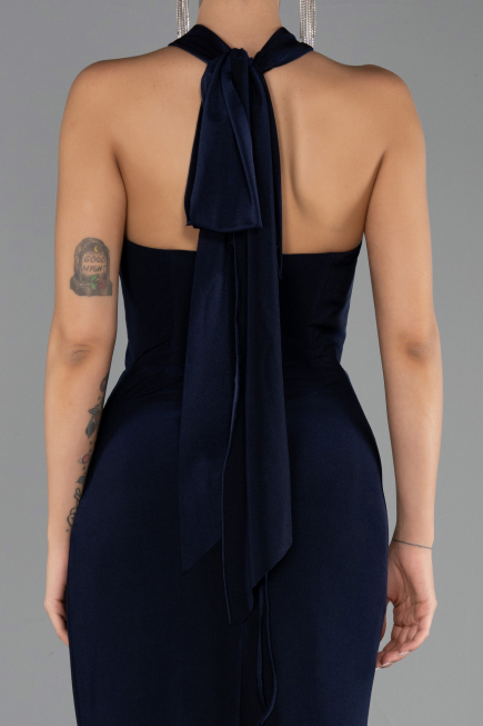 Robe de Soirée Grande Taille Longue Bleu Marine ABU6539