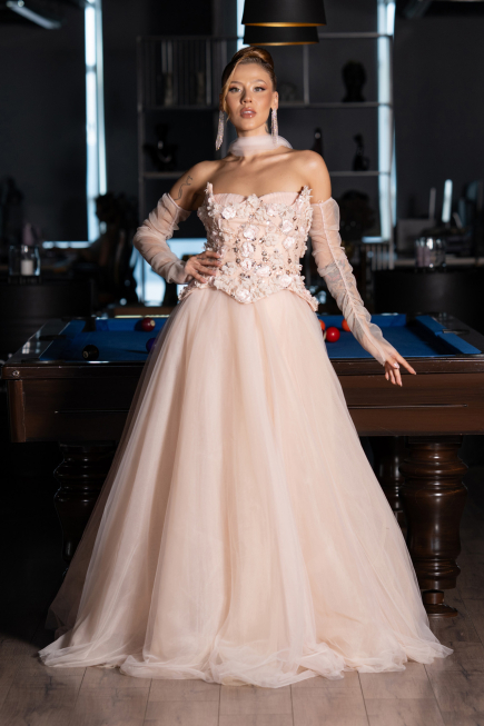 Robe de Soirée Longue Saumon ABU6523