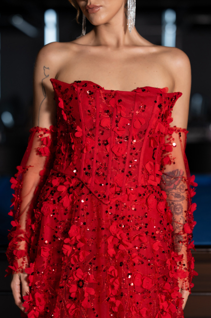 Robe de Soirée Longue Rouge ABU5658