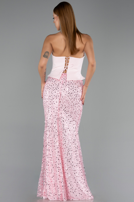 Robe de Soirée Longue Squameuse Poudre ABU6546