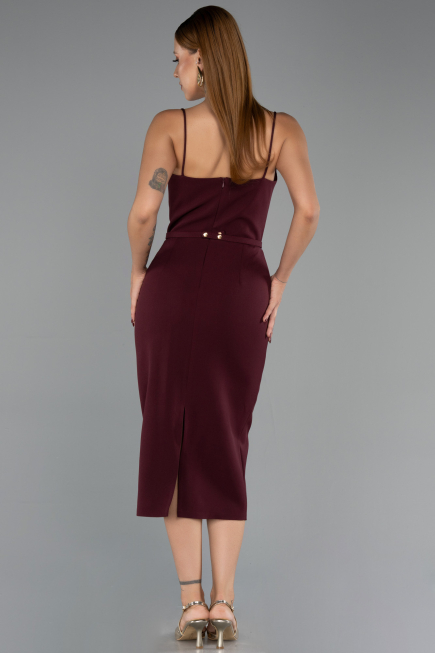 Robe de Cérémonie Midi Rouge Bordeaux ABK2687