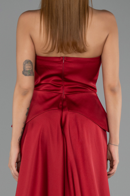 Robe de Soirée Longue Dantelle Rouge ABU5615