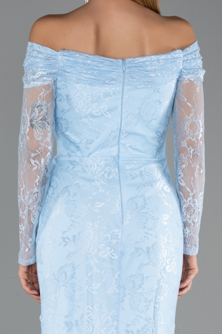 Robe de Soirée Longue Dantelle Bleu clair ABU5617