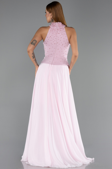Robe de Soirée Longue Mousseline Poudre ABU6550