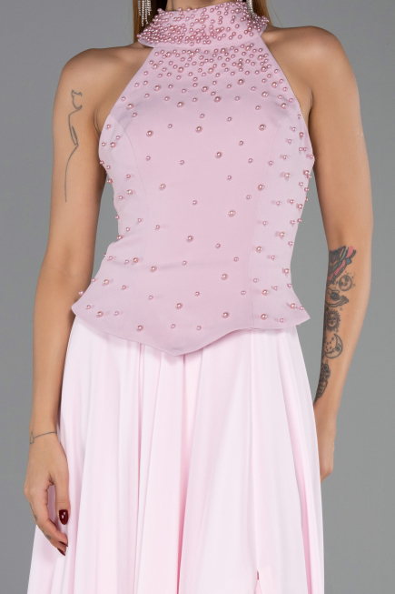 Robe de Soirée Longue Mousseline Poudre ABU6550