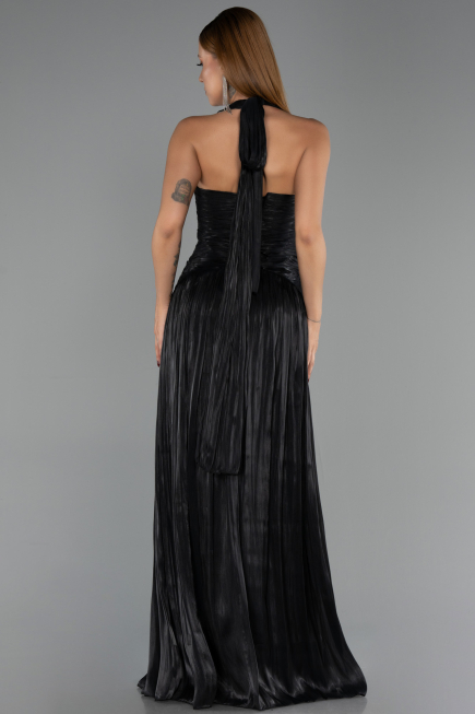 Robe de Soirée Longue Mousseline Noir ABU6551
