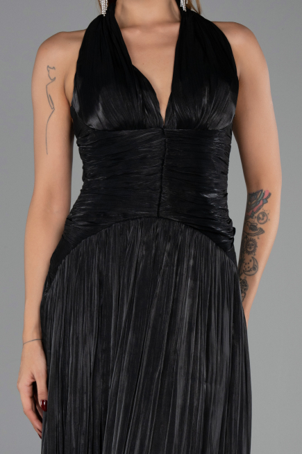 Robe de Soirée Longue Mousseline Noir ABU6551