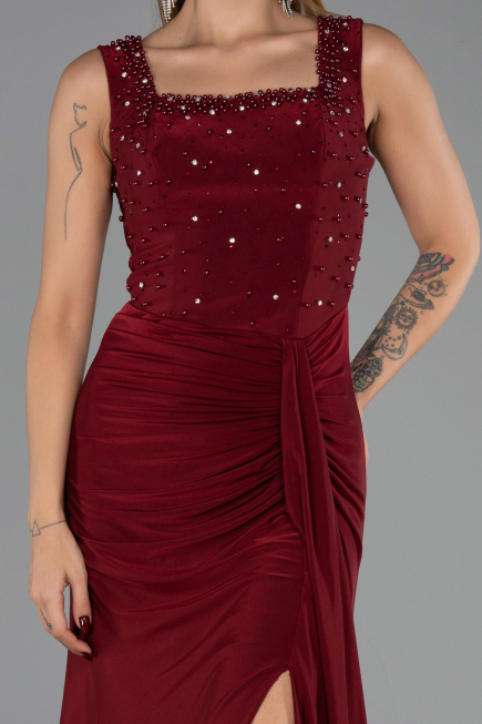 Robe de Soirée Longue Rouge Bordeaux ABU6552