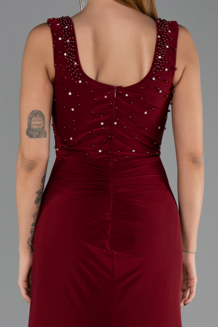 Robe de Soirée Longue Rouge Bordeaux ABU6552