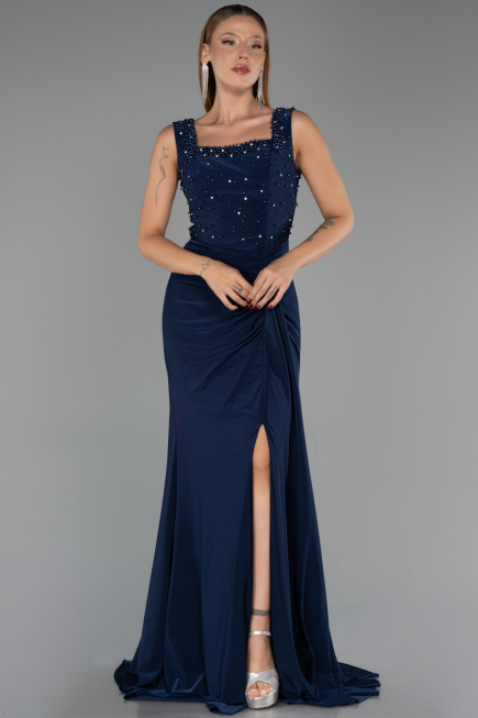 Robe de Soirée Longue Bleu Marine ABU6552